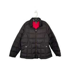 Woolrich Black Duck Down Puffer Jacket Pink Lining Quilted Winter‎ Coat 2XL